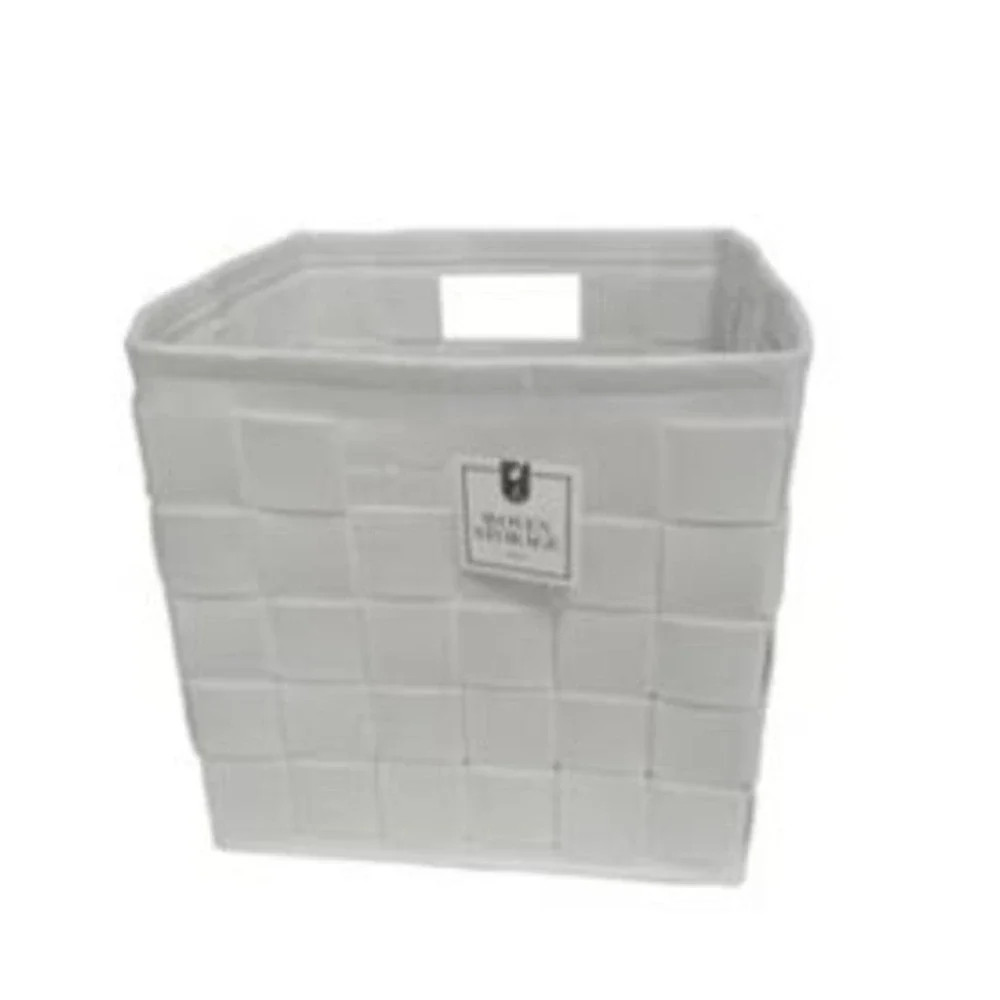 2 - Woven Felt Collapsible Storage Bin white